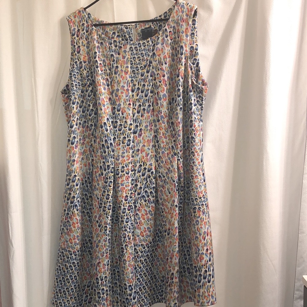 Gabby Skye Multicolor Geometric Abstract Sleeveless Midi Dress Plus Size 20W